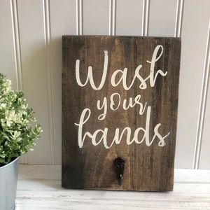 Rustic Wash your hands sign bathroom decor